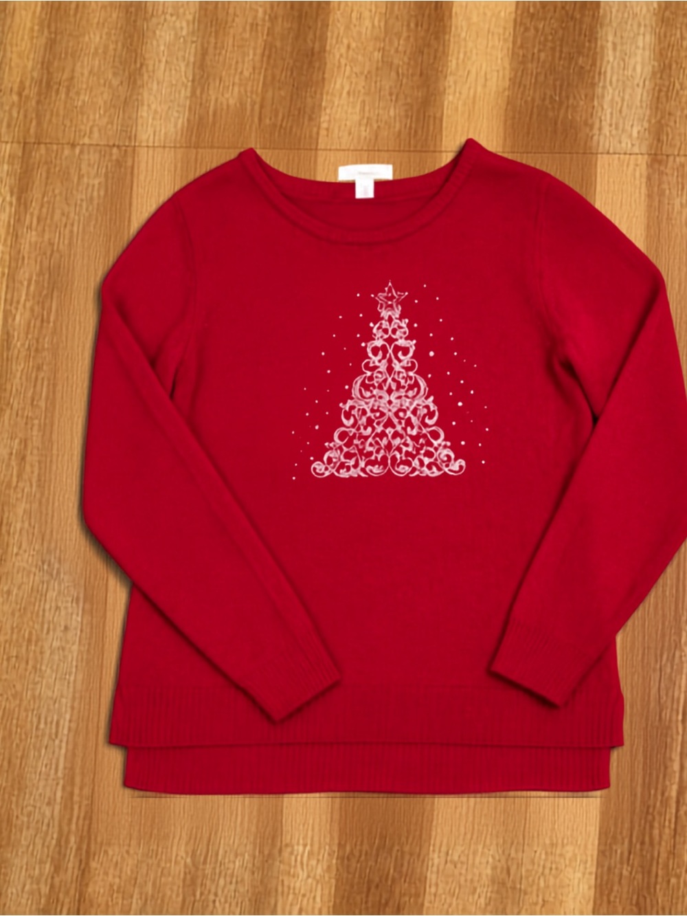 Red Christmas Tree Sweater Size M